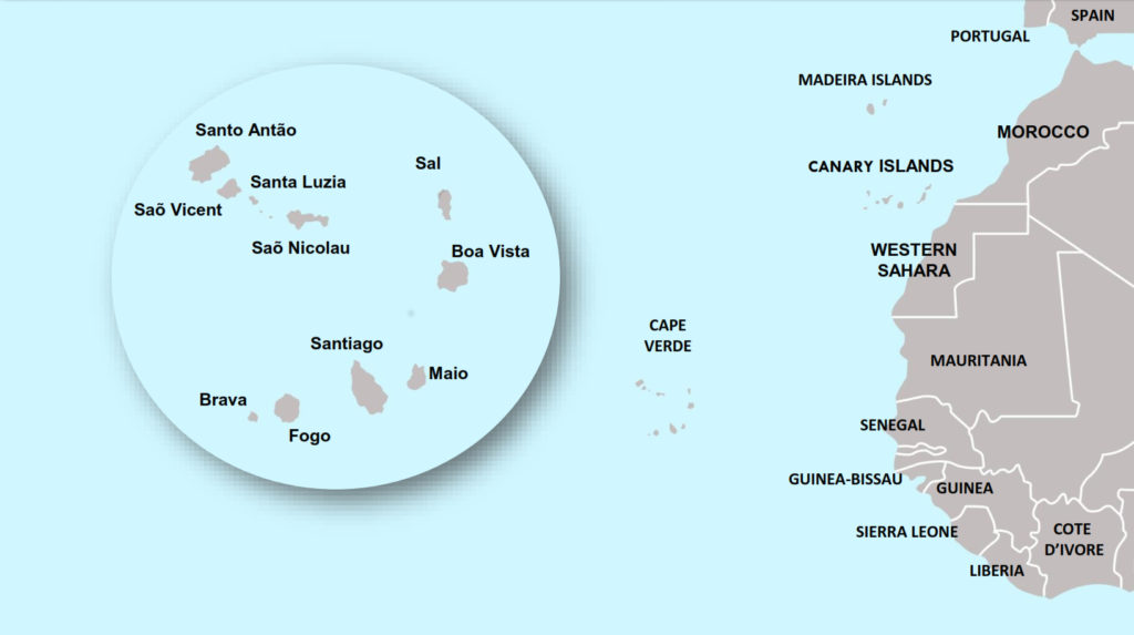 carte géographique des îles du Cap Vert