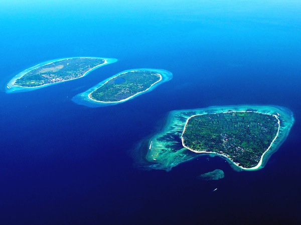 Les îles Gili à Bali vues du ciel 