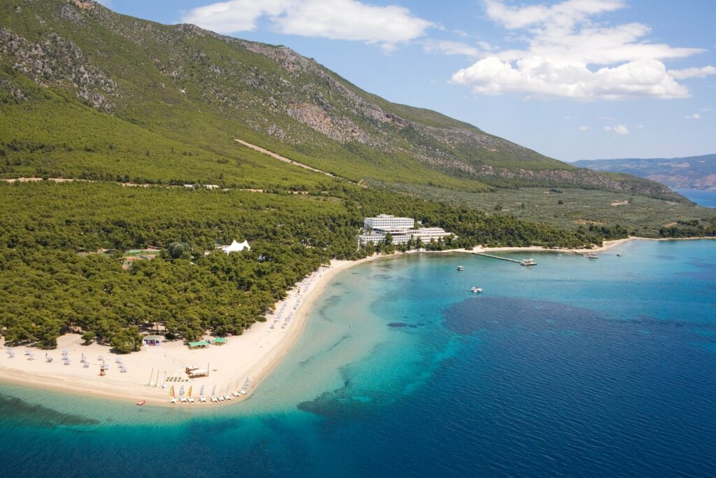 Vue du ciel du Club Med Gregolimano en Grèce